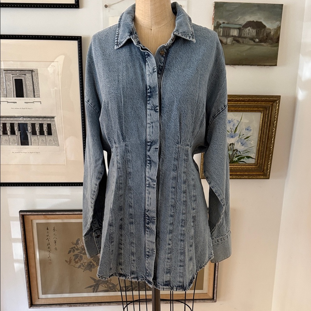Good American Fitted Blue Denim Dress
